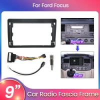 2Din Android Car Radio Frame For Ford Focus 2 Mondeo S C Max Kuga Fiesta Fusion Stereo Panel Dash Mount Fascia Install Kit Cable
