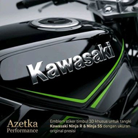 Stiker Logo Tangki 3D Kawasaki Ninja R SS Ukuran Sama Orieisinil/Logo Emblem Chrome Kinclong Perekat