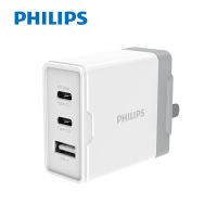 【Philips 飛利浦】44W typeC/USB 3孔PD/QC快充充電器-DLP4328C