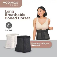 MOOIMOM Long Breathable Boned Corset Korset Pelangsing Pasca Melahirkan - Black 3XL Black