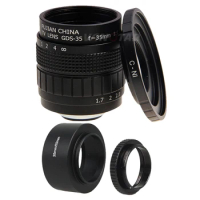 FUJIAN 35mm F1.7 CCTV F1.7 Lens + C-N1 Mount Ring + Lens Hood + Macro Ring for Nikon 1 J5 S2 J4 V3 AW1 S1 J3 V2 J2 J1 V1