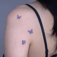 Miếng Dán Hình Xăm Bướm Không  Nước, 2 Chiếc, Dành Cho Phụ Nữ, Chất Liệu  Hình Xăm Bền, Họa Tiết Nhỏ