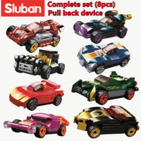 Sluban Building Block Toys 8PCS/Set Pull Back Racing Cars Total 32 Different Mini Racers Power Bricks Super Wheels Hot Race