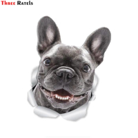 Three Ratels FTC-1084 Smiling Frenchie Dog Wall Decals French Bulldog 3D Sticker Decals For Walls, Cars, Toilet And Mirror