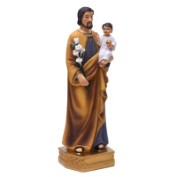 Catholic Ornaments Saint Joseph Hug Jesus Statue Church Desktop Decoration Resin Crafts