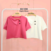 [Delit Store] - Nagita Crop Top Korean - Atasan Wanita Tshirt -  Atasan Premium Brand -Jumbo - Polos