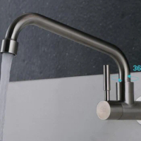 Kitchen Faucet SUS 304 Stainless Steel Pot Filler Double Joint Wall Mount, Brushed Finish KF320
