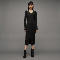 【ALLSAINTS】CHARA 金屬光澤洋裝Black WD286Z(貼身版型)