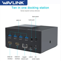 Wavlink USB C Dual HDMI Display Universal Laptop Docking Station 100W Power Delivery RJ45 Ethernet USB 3.0 Displaylink PC Dock