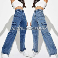 Acid wash 6six pocket cargo Long palazo Plain