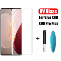 UV HD Curved Full Glue Tempered Glass For Vivo X90 X90 Pro Screen Protector Film For Vivo X90 Pro Plus 9H Explosion-proof Glass
