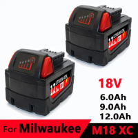 For Milwaukee 48-11-1852 M18 XC 12.0Ah Extended Capacity Battery for Milwaukee 48-11-1850 48-11-1840 Cordless Power Tools