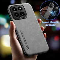 For Xiaomi 14 Case Built in Metal Plate Leather Car Magnetic Holder Phone Case For Xiaomi Mi14 Mi 14 Xiaomi14 Pro 5G Back Cover
