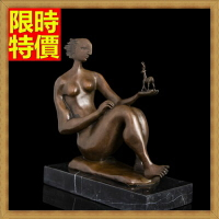 銅雕擺件捧鹿的女人-居家擺設歐式抽象雕塑工藝品66v36【獨家進口】【米蘭精品】