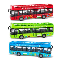 Alloy Car Model Bus Double-Decker Pull Back Vehicle Children's Toy Car 15Cm Simulation Model Toy Car for Boys Girls Gift