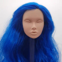 Fashion Royalty Blue Hair Rerooted Poppy Parker FR White Skin Integrity Blank Face 1/6 Scale Doll Head