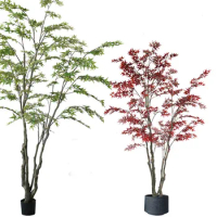 240CM Simulation Floor Red And Green Maple Potted Plant Accessories Indoor And Outdoor Large Lifelike Artificial Bonsai