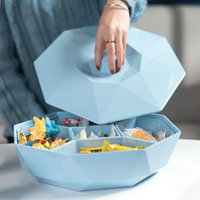 水果盤 家用客廳創意果盤分格帶蓋干果盒糖果盒北歐干果盤堅果零食收納盒 「新年狂歡購」