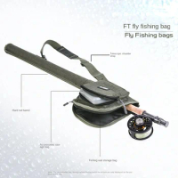Canvas Fly Fishing Rod Bag 9' Portable Rod Reel Storage Tubes Cases Adjustable Flying Fishing Bait Case Tackle Gear Fishing Bag