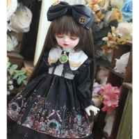 BJD doll dress + hair clips black color BJD doll clothes for 1/4 1/6 BJD Blyth doll dress doll accessories only clothes