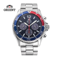 【ORIENT 東方錶】ORIENT東方錶 Quartz Sports系列太陽能跑馬計時腕錶 鋼帶款 藍色 - 42.8 mm(RA-TX0201L)
