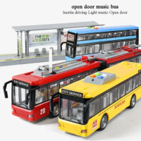 High-quality school bus toy car model large sound and light double-decker bus simulation car toy children's gift