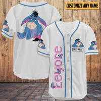 Eeyore Winnie the Pooh Baseball Jersey Custom Name Disney Baseball Jersey Casual Sports Shirt Mens Womens Eeyore Baseball Jersey
