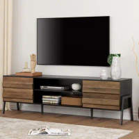 Mid-Century Modern TV Stand for TVs up to 75 inch Flat Screen Wood TV Console Media Cabinet with Storage, Entertainment Center