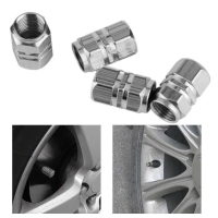 Set 4 Penutup Katup Tayar Kereta Aloi Aluminium Serbaguna, Pelindung Kereta, Tahan Habuk (V0X4)