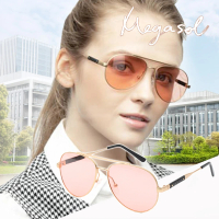 【MEGASOL】寶麗萊UV400時尚中性偏光太陽眼鏡變色墨鏡(感光智能變色灰片彩片全天候適用-BS8590)