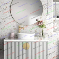 Bathroom Vanity Cabinet Furniture Modern Laminate Wall Mounted Mirror Storage Cabinet