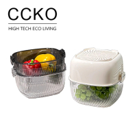 【CCKO】新款 多功能雙層瀝水藍 洗菜籃 五色任選(濾水籃/蔬果瀝水籃/瀝水盆)