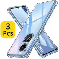 3 Pcs Clear Case For Oppo Reno 10 5G 8 5G 7 4G 7 Pro 6 Lite Thick Shockproof Soft Silicone Phone Cover for Oppo Reno 10 Pro 5G