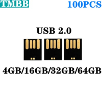2023 100pcs Waterproof Short USB disk package 128M 2GB 4GB 8GB 16GB 32GB 64G USB 2.0 flash disk semi-finished products wholesale