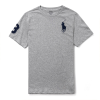Polo Ralph Lauren 年度熱銷刺繡大馬圓領素面短袖T恤(青年版)-灰色