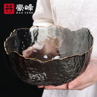日式錘紋玻璃大號建水杯洗茶道配件洗茶碗水盂加厚茶道杯洗