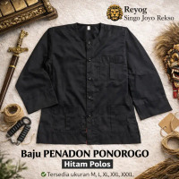 BAJU PENADON HITAM POLOS - Bahan DRILL | Baju Tradisional Warok Ponorogo Bopo Reog Jaranan