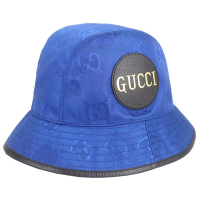 GUCCI 古馳  電光藍色緹花布漁夫帽-M