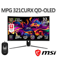 【滑鼠組】msi微星 MPG 321CURX QD-OLED 31.5吋 曲面電競螢幕 (31.5 /3840x2160/16:9/240Hz/曲面)