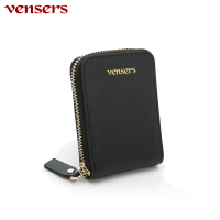 【Vensers】小牛皮潮流個性皮夾(TA555102黑色卡片夾)