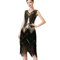 Sexy Women 1920s V-Neck Flapper Gatsby Cocktail Dress Formal Evening Prom Party Dress atsby Dress Mermaid Plus Size Long Formal