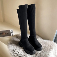 2024 Chelsea boots over the knee women's flat shoes thick sole winter new round toe gladiator boots