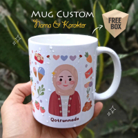 MUG GELAS CUSTOM KARAKTER KADO ULANG TAHUN ANNIVERSARY WISUDA WEDDING BAHAN Keramik