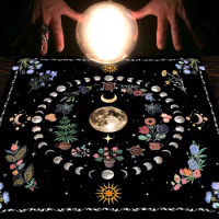 1PC Moonlight Flower Tarot Card Table Cloth, Altar Card Mat, Witchcraft Astrology Supplies Decorative Card Mat