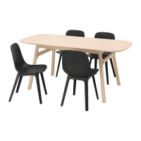 VOXLÖV/ODGER 餐桌附4張餐椅, 竹/碳黑色