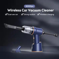 80000Pa Car Vacuum Cleaner Wireless Charging Compressed Air Duster Car Home Handheld Vacuum Cleaner High-Powered Dust Catcher