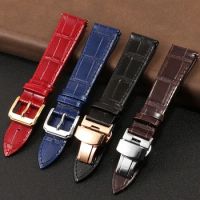 Genuine Leather Watchband for CK Tissot Omega Rolex Tudor Casio Men's Watch Black Red Blue Watch Strap 18mm 20mm 22mm