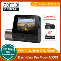 70mai Dash Cam Pro Plus A500S Built-in GPS 70mai A500S PLUS Car DVR 1944P Speed Coordinates ADAS 24H Parking Support Rear Cam