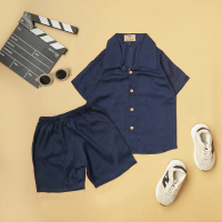 BRAVEKIDS - SETELAN PIYAMA ANAK WARNA NAVY POLOS 1-5 TAHUN COTTON RAYON ONE SET BAJU TIDUR ANAK