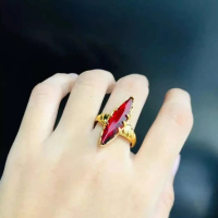 Cincin Wanita Model Kekinian / Cincin Wanita Model Lonjong Batu Merah